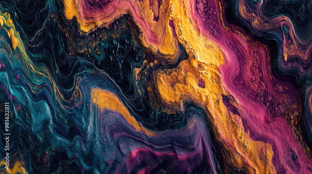 Poster beautiful and intricate natural pattern with vibrant colors and abstract textures, creating a visual