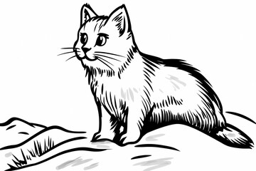 Obraz premium Adorable cat coloring page for children, perfect for creative stock illustrations.