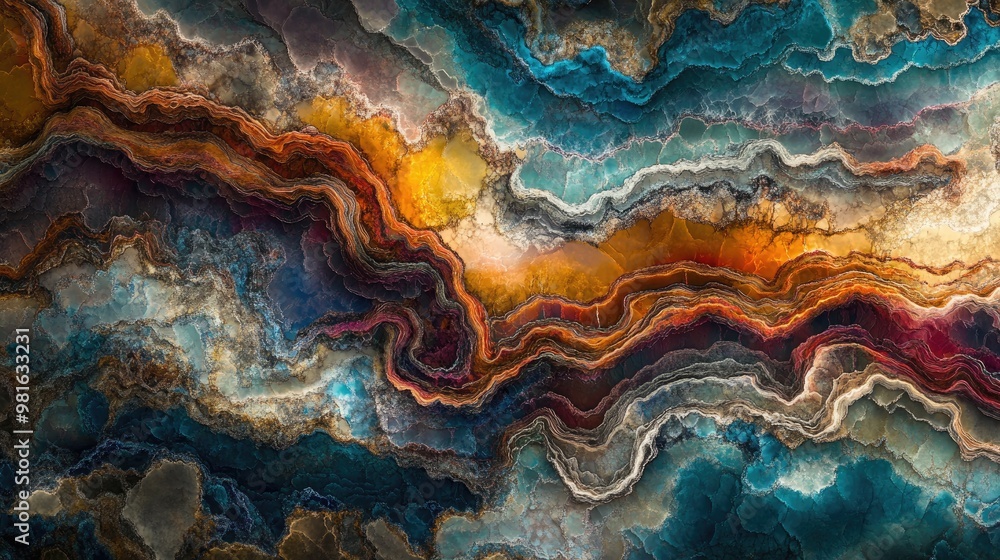 Poster mesmerizing natural pattern with vibrant colors and intricate textures, forming a stunning abstract 