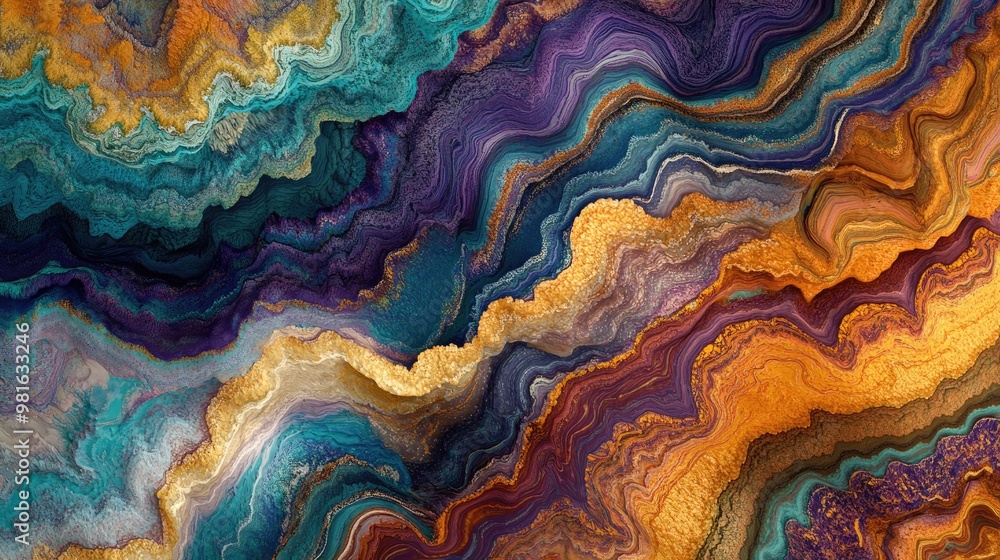Poster mesmerizing natural pattern with vibrant colors and intricate textures, forming a stunning abstract 