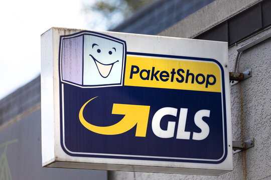 siegen, nrw, germany - 11 09 2024: a gls paket shop sign