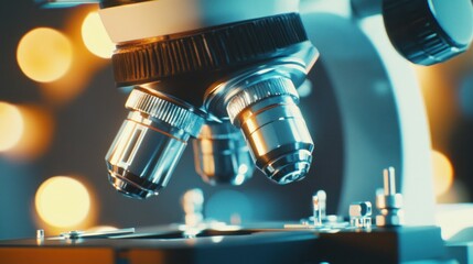 Close Up Of Microscope Lenses