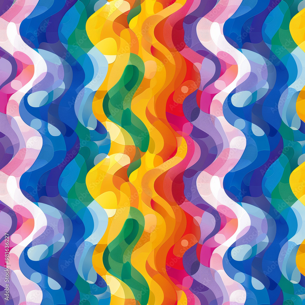 Poster a vibrant design features flowing waves in a variety of colors, creating a lively and dynamic visual
