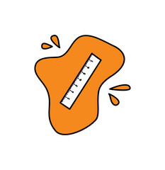 Illustration of a ruler art supplies with paint splat behind, matching craft materials graphics icon elements