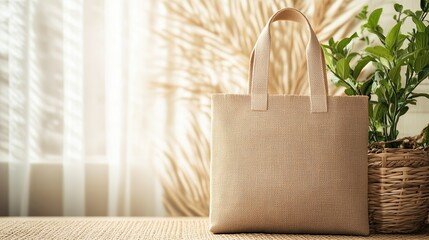 Blank mockup of a ecofriendly jute tote bag