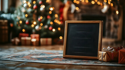 christmas card with candle and christmas tree