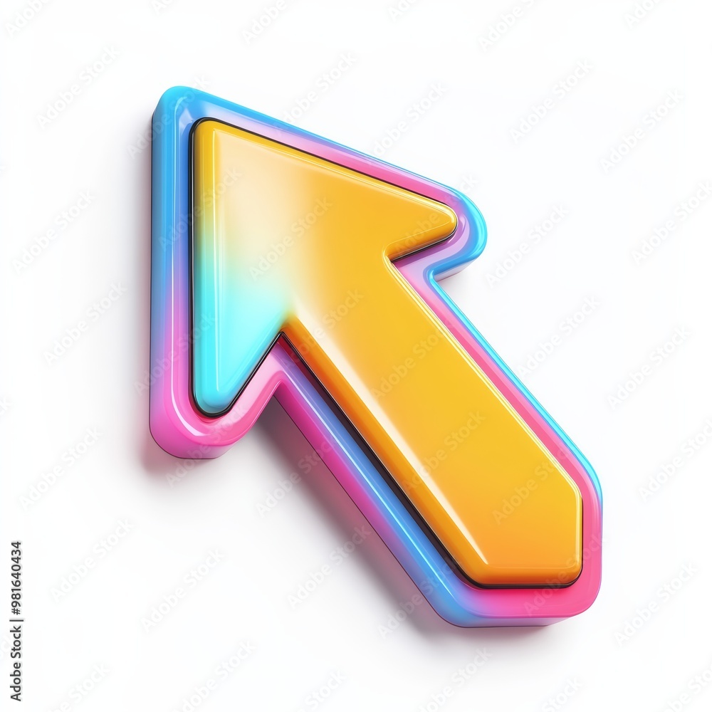 Poster 3d cartoon navigation arrow icon with rounded edges