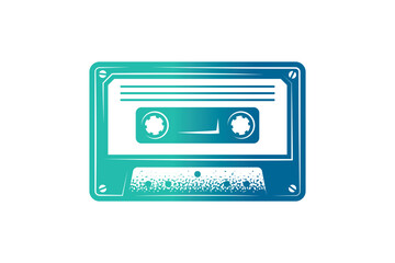 Audio cassette. Original vector illustration in vintage style. T-shirt design.