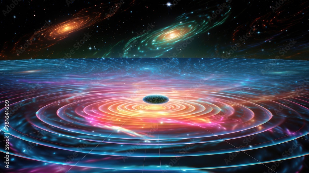 Poster a vibrant abstract background with swirling colors and glowing lights, creating a sense of movement 