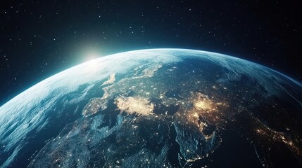 Obraz premium Earth from Space with City Lights