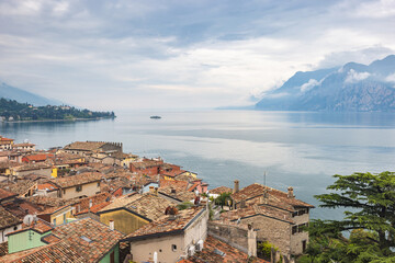 Malcesine town on the eastern shore of Lake Garda, Italy, Europe.