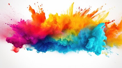 A vibrant explosion of color, with shades of red, orange, yellow, green, and blue swirling and mixing together in a captivating display.