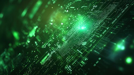 Abstract Digital Green Circuit Board