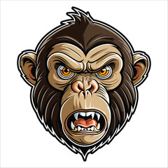 Angry monkey face illustration