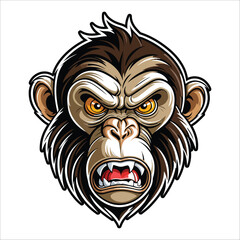 Angry monkey face illustration