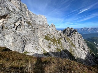 Rocky mountains around Mangart peak in the Julian Alps, Strmec na Predelu (Triglav National Park,...