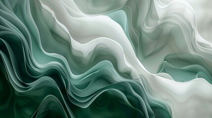 Fototapeta premium Flowing fabric-like abstract design in green shades.