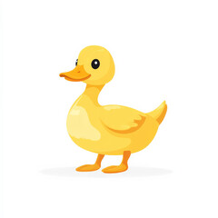 Flat design of a waddling duck, featuring bright yellow tones and clean lines, isolated on white.