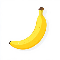 Flat illustration of a banana with a simple, clean design and bright yellow color, isolated on a white background.