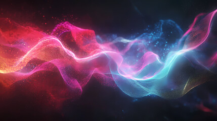 Energetic music themed abstract background with colorful particles lines and plexus effect digital art. Energetic. Illustration