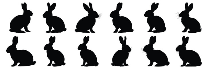 Rabbit silhouette set vector design big pack of rabbit illustration and icon