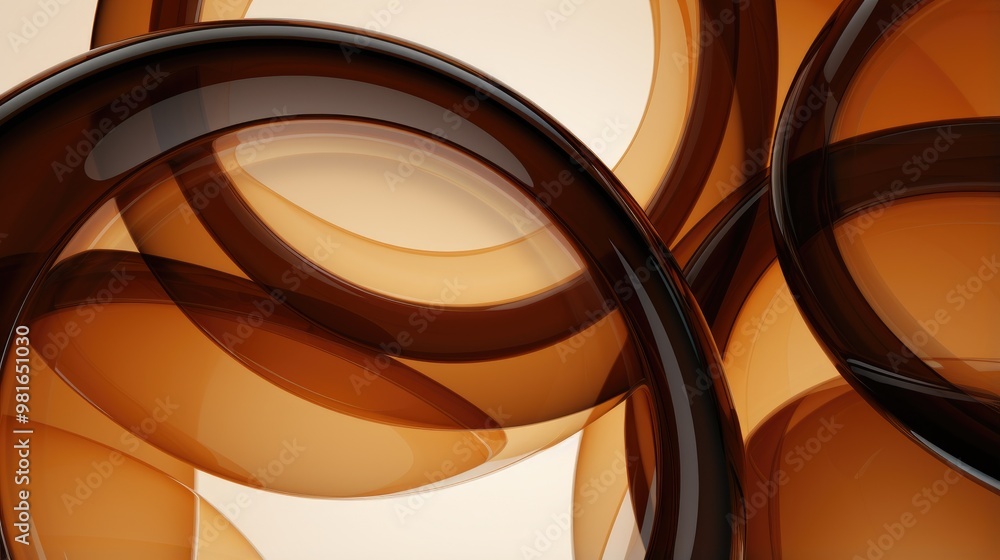 Poster abstract background with brown and black curved shapes. the smooth, glossy surfaces create a sense o