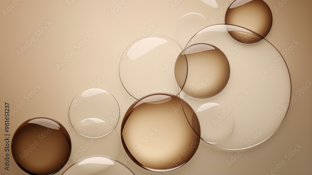 Poster abstract background with overlapping circles in shades of brown and beige. the circles create a sens