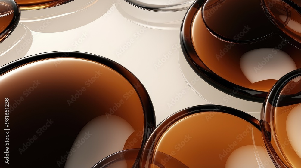 Poster abstract background with overlapping circles in shades of brown and white. the smooth, glossy surfac