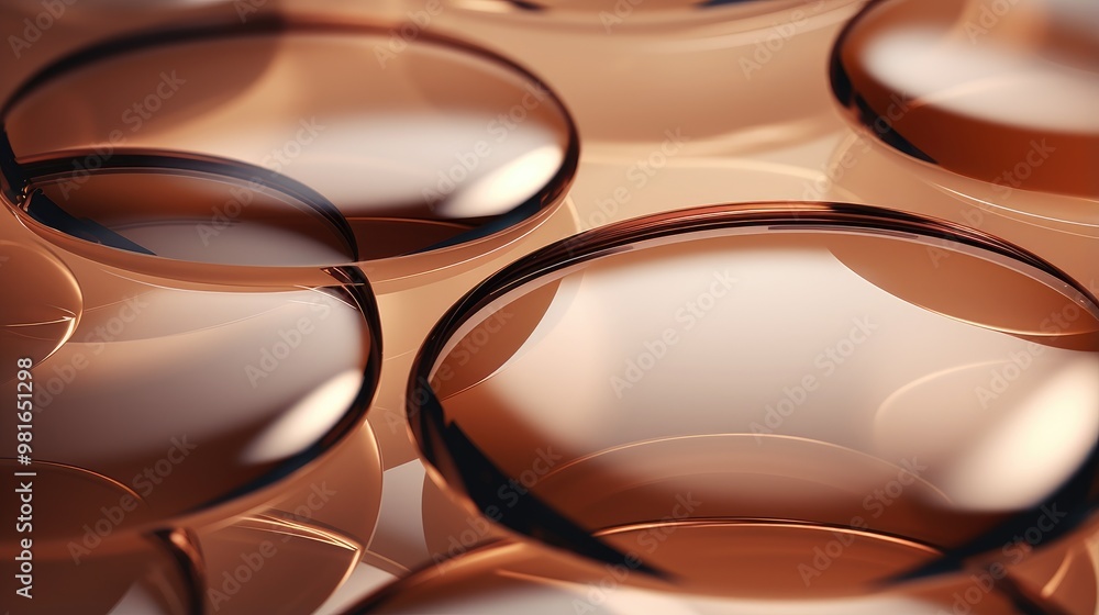 Aufkleber abstract background with overlapping circles in warm, brown tones. the smooth, glossy surfaces creat