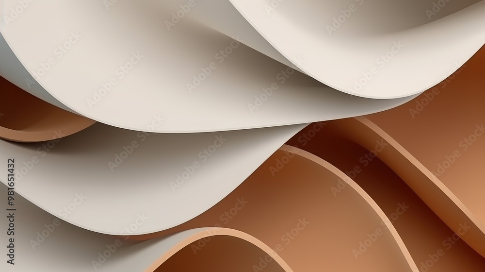 Poster abstract background with soft, flowing curves in shades of beige and brown. the smooth, rounded shap