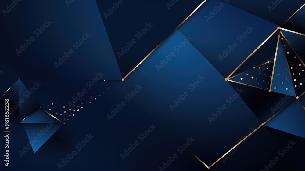Poster abstract geometric background with gold lines and blue shapes. a modern and elegant design perfect f
