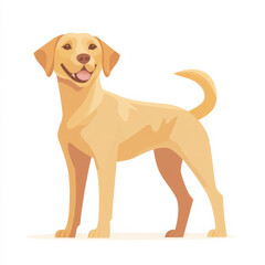 Flat illustration of a friendly Labrador retriever wagging its tail, featuring light golden tones, isolated on white.