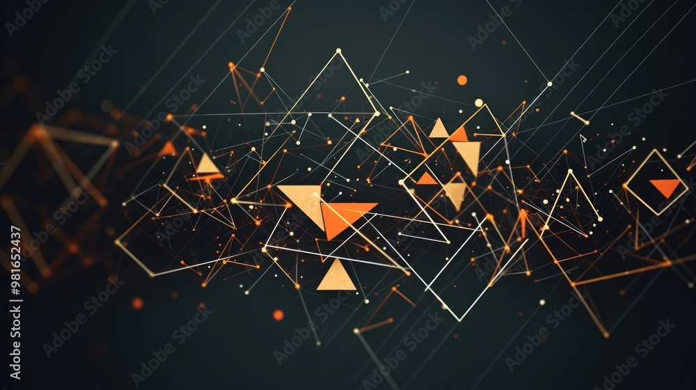 Poster abstract geometric shapes and lines in a dark background. the image is a beautiful representation of