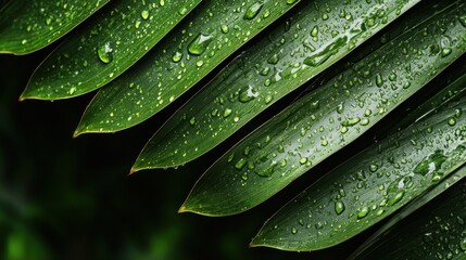 Fototapeta premium Raindrops on Palm Leaves