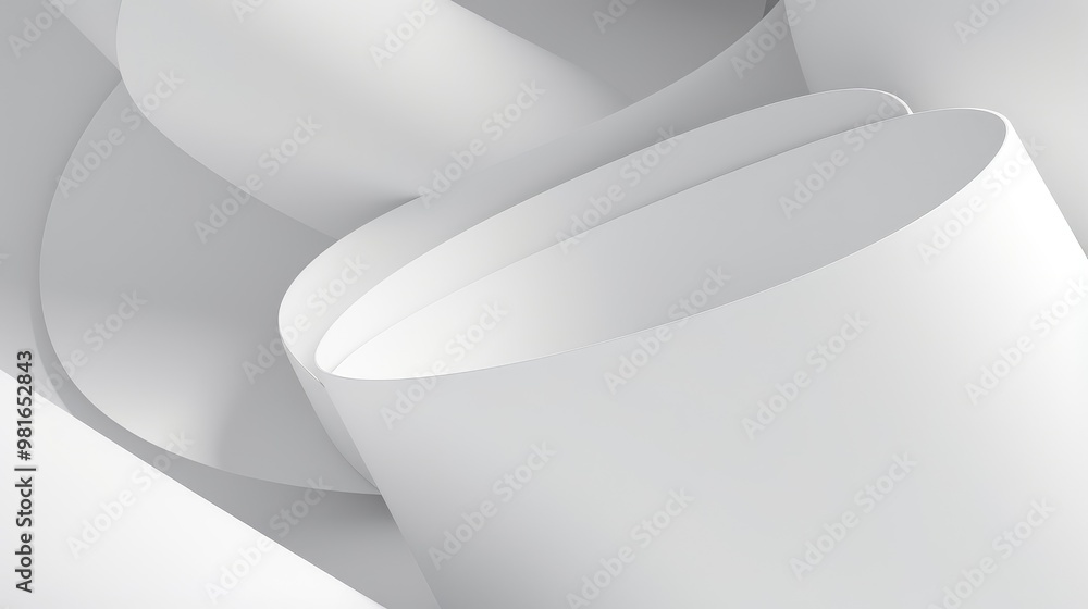 Poster abstract white background with curved lines and soft shadows. minimalist and modern design. perfect 