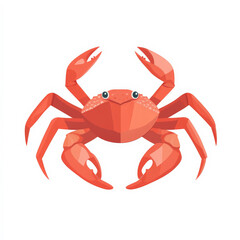 Flat illustration of a crawling crab, featuring red tones and simple shapes, isolated on a white background.