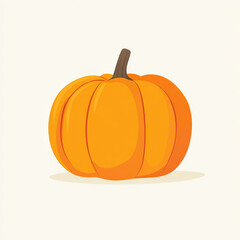 Obraz premium Flat illustration of a bright orange pumpkin with clean lines and a simple design, on a white background.