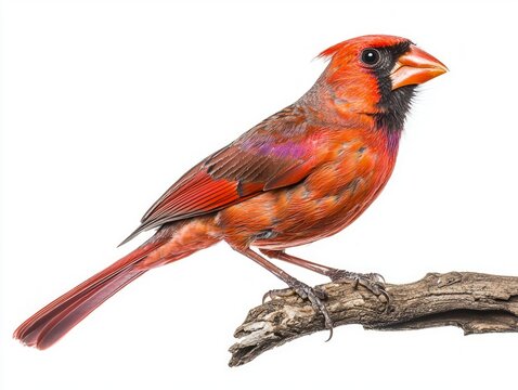 recommend clip art: northern cardinal sits elegantly on a branch, displaying its brilliant red feathers and sharp beak. The tranquil setting highlights its beauty against the bright white background.