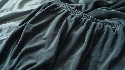 Fototapeta premium Close-up of soft, plush grey fabric with a gathered elastic waistband.