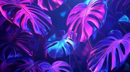 Neon Leaves Background