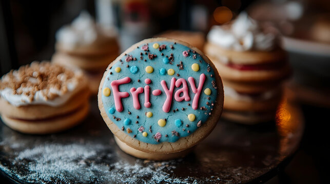 Colorful "Friyay" Cookie with Sprinkles

