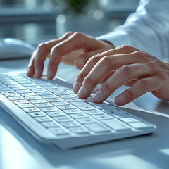 Hands typing on the keyboard
