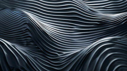 Abstract black and white wavy pattern with a 3D effect.