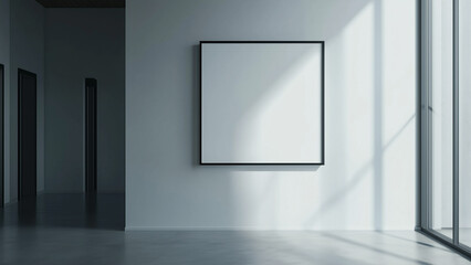 Modern Minimalism: Thin Black Picture Frame Mockup with Shadow Gap