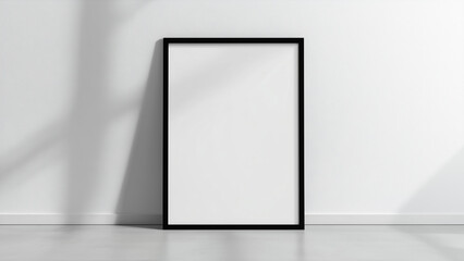 Modern Minimalism: Thin Black Picture Frame Mockup with Shadow Gap