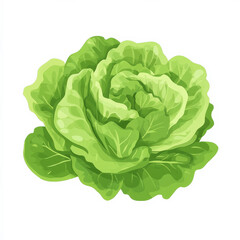 Flat illustration of a head of green lettuce, with layered leaves in a clean, minimal style, on a white background.