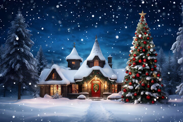 christmas tree in the snow