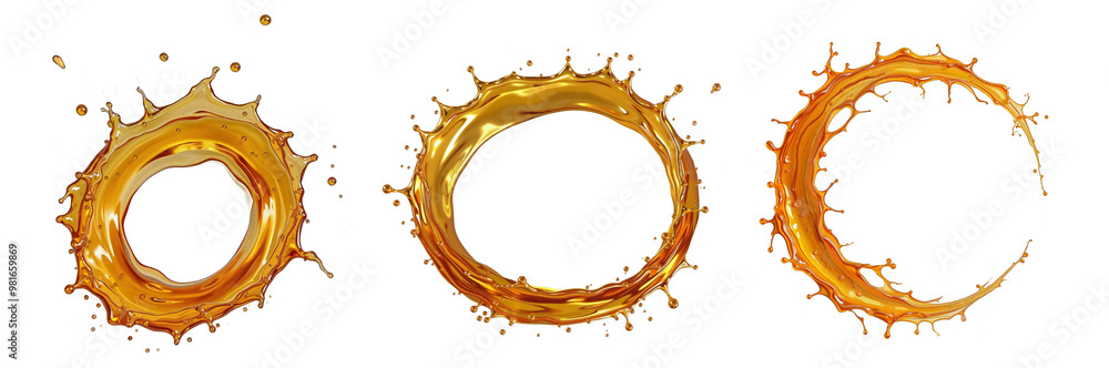 Poster triple splash abstract art - orange dynamic , bold abstract art featuring three circular splashes.