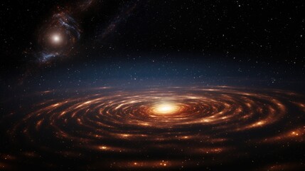Obraz premium A breathtaking view of a distant galaxy, swirling with stars and cosmic dust.