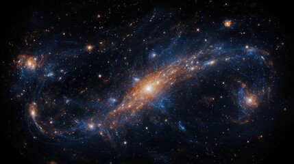 A breathtaking view of a distant galaxy, swirling with stars and nebulas in a symphony of light and color.